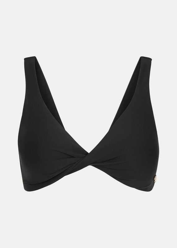 Black Twist Front Bikini Top